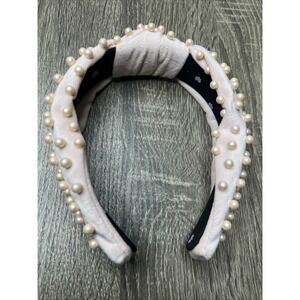 Lele Sadoughi Faux Pearl Velvet Knotted Headband Light Pink Blush Authentic HTF!